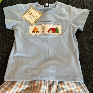 NWT Boys camping smocked outfit